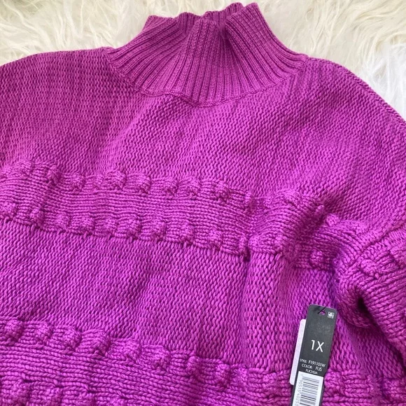 NIC + ZOE PLUS ADORE A BALL TEXTURED PULLOVER MOCK TURTLENECK SWEATER
